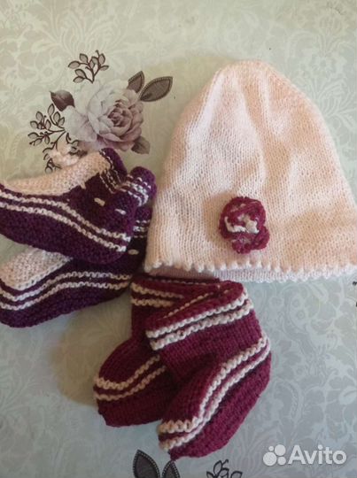Комплект шапка, пинетки