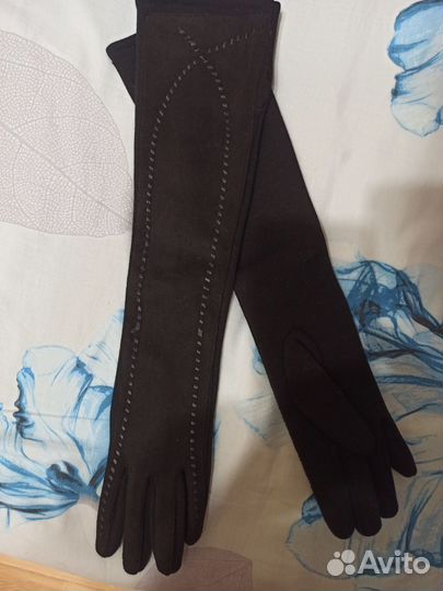 Перчатки женские замша длинные