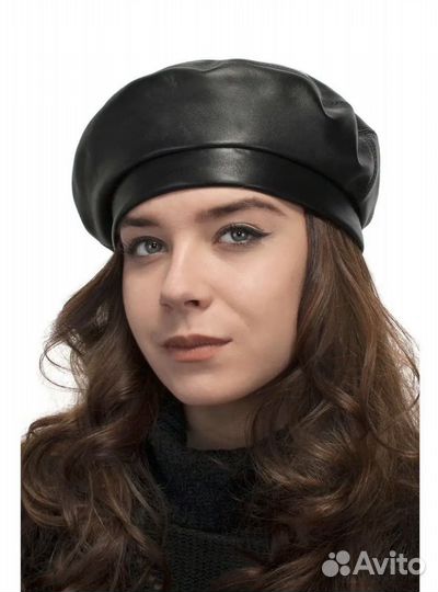 Берет женский кожаный
