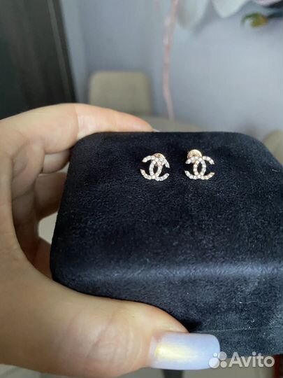 Серьги chanel серебро позолоченое