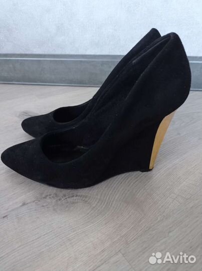 Туфли черные из искусственной замши