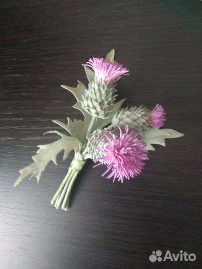 Брошь-бутоньерка из фоамирана 'Чертополох'