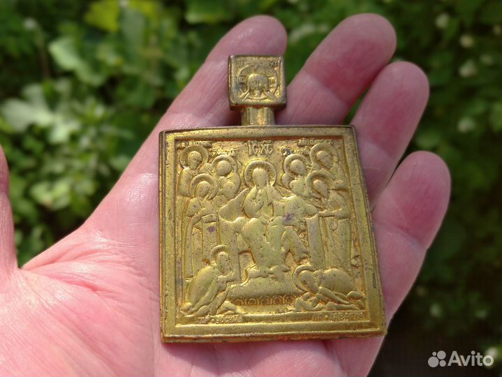 Меднолитая Икона Навершие Позолота Седмица Деисус