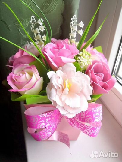 Мыльные букеты в коробках
