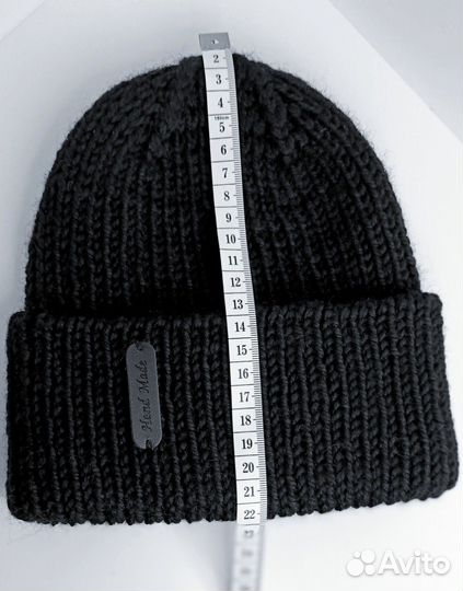 Шапка мужская вязаная зимняя из шерсти яка чёрная