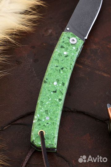 Нож Турист складной Х12мф акрил зеленый