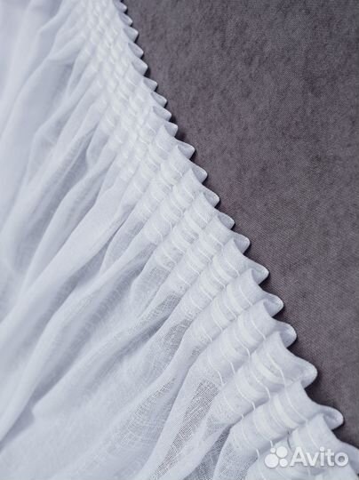 Готовый тюль лен фэнтези белый, кремовый