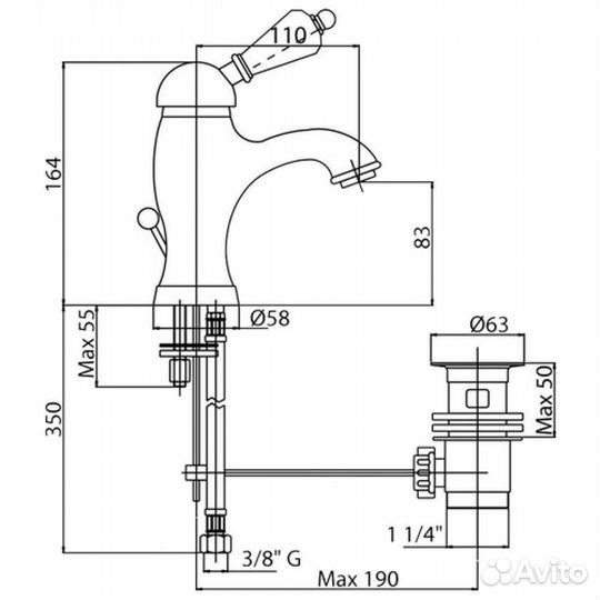 Смеситель cezares vintage-LSM1-02-Sw для раковины