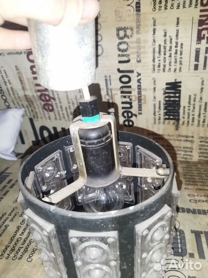 Люстра витражная с хрустальными пластинами