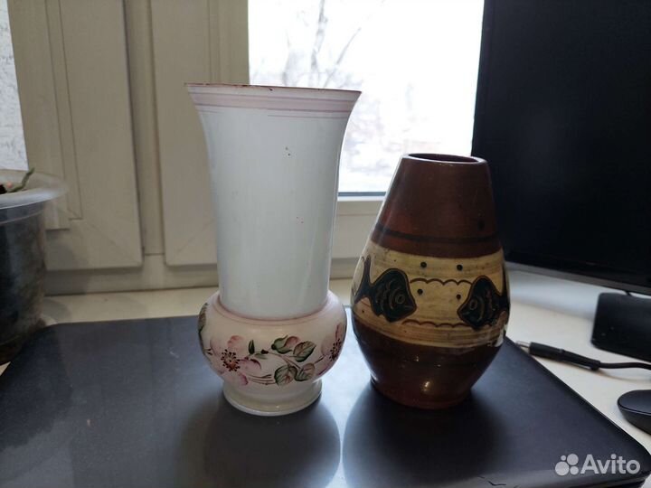 Ваза для цветов СССР молочное стекло