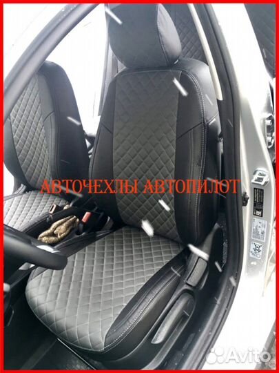 Чехлы Автопилот Kia Soul 1 из экокожи чёрно-серые