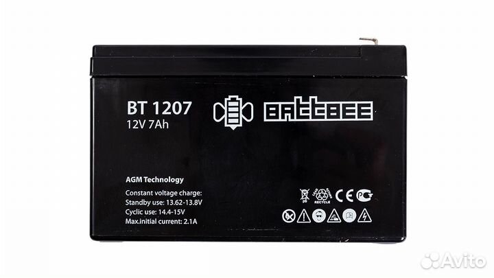 Аккумулятор (12V7Ah) - BattBee BT 1207, Черный