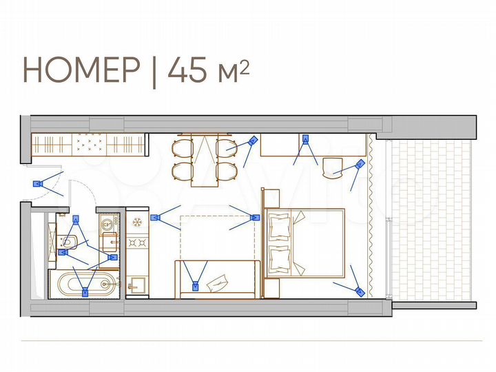 1-к. апартаменты, 21,9 м², 4/11 эт.
