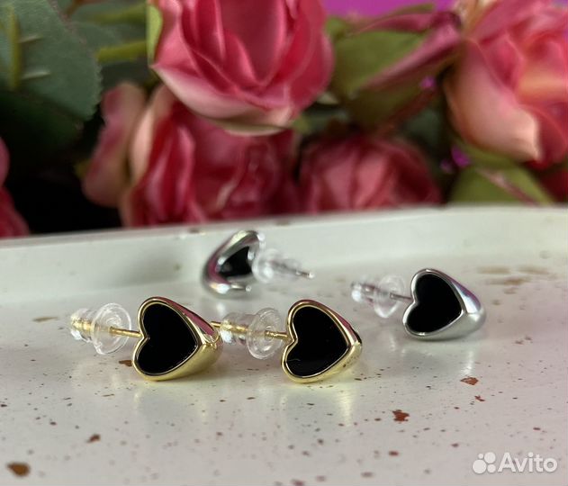 Серьги сердце маленькие