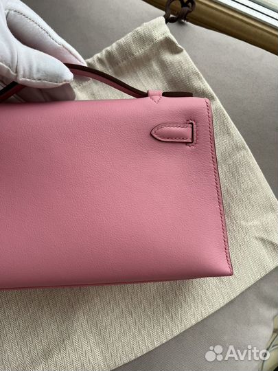 Сумка клатч hermes kelly pochette mauve sylvestre