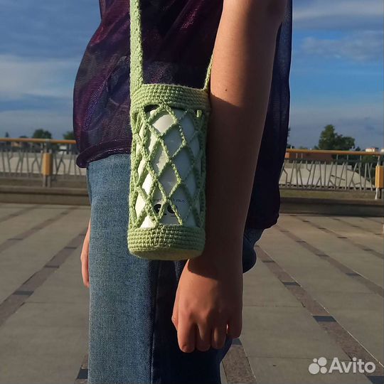 Вязаная сумка через плечо для бутылки