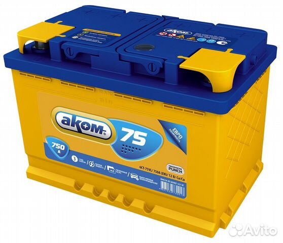 Аккумулятор Аком 75 Ач, обратный
