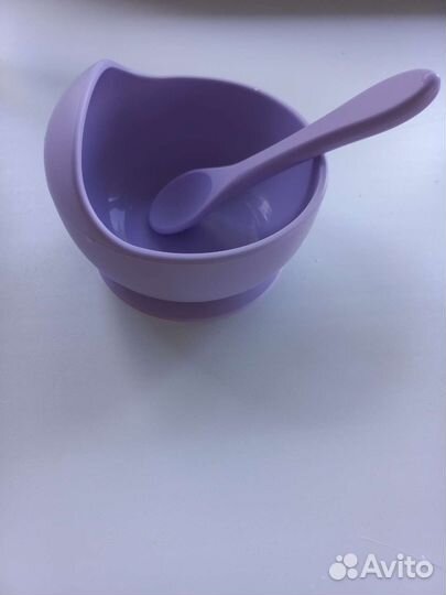 Тарелка детская силиконовая с ложкой
