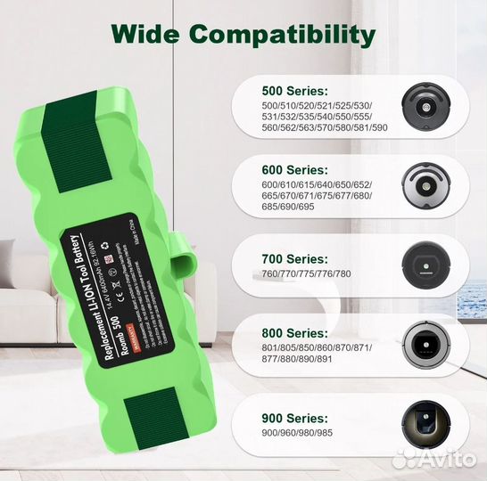 Аккумулятор для пылесоса iRobot Roomba LI/NI Новый