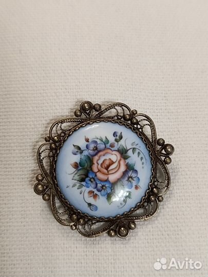 Брошь, серьги, кольцо финифть СССР