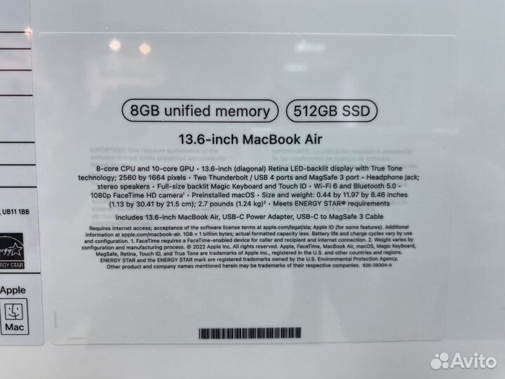 MacBook Air 13.6 512gb Гарантия 1 год