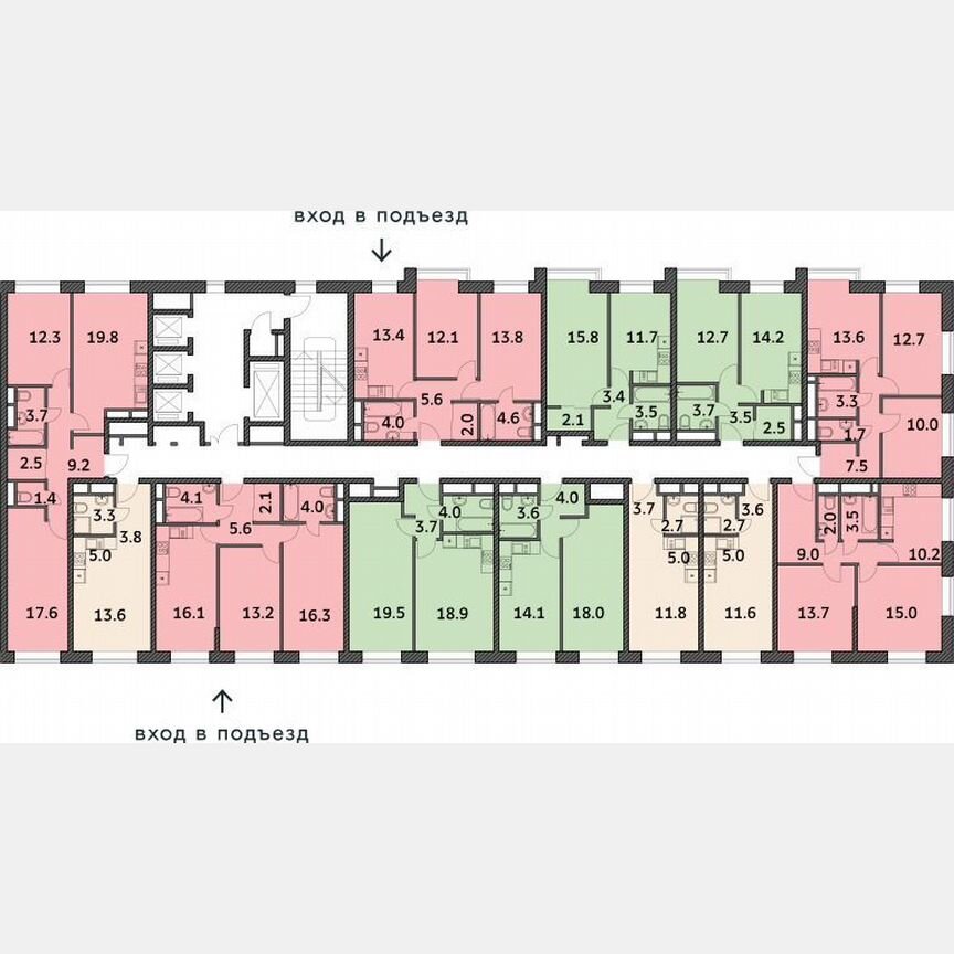 2-к. квартира, 53,4 м², 5/19 эт.