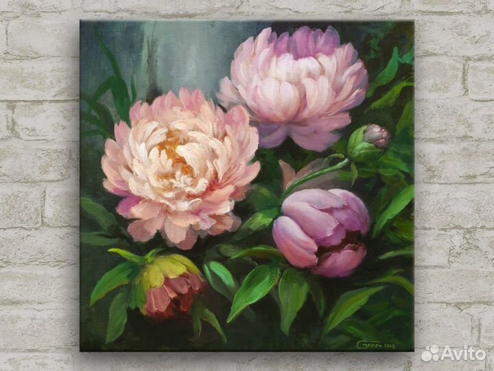 Картина маслом на холсте цветы ручная работа