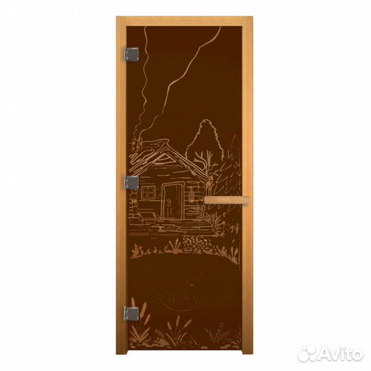 Дверь для Бани стекло Бронза Матовая 