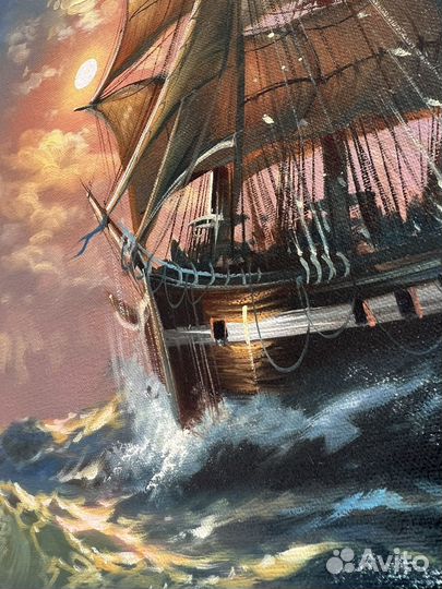 Картина Корабль в море, в стиле Айвазовского