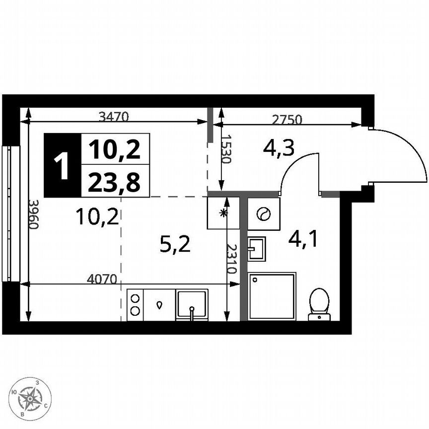 Квартира-студия, 23,8 м², 14/18 эт.