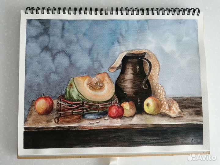 Осенний натюрморт, под стеклом