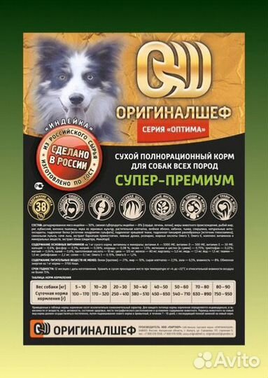 Оригиналшеф корм для собак