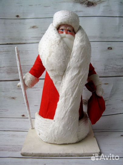 Дед Мороз 30 см на подставке ярлык г Требовля СССР