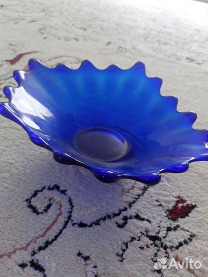 Ваза для фруктов цветное стекло СССР