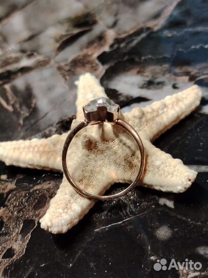 Кольцо СССР 875 пробы с горным хрусталем