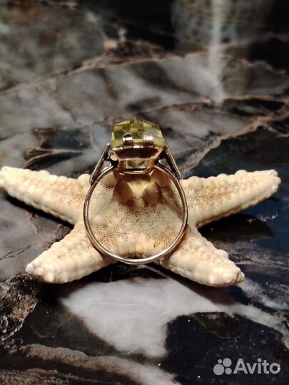 Кольцо СССР 875 пробы с цитрином