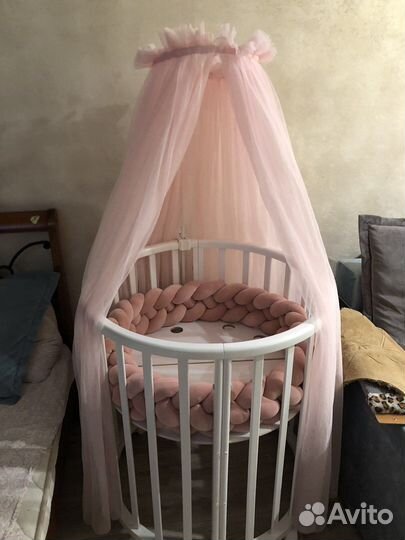 Балдахин в кроватку с держателем бортик коса