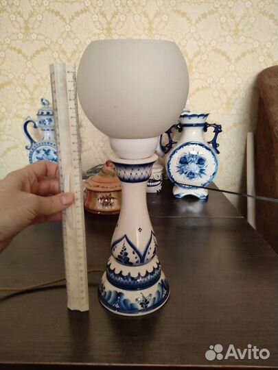 Лампа настольная гжель