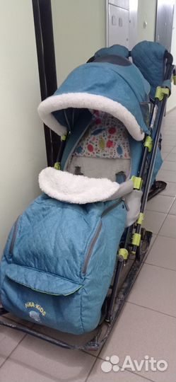 Детские санки коляска с колесами