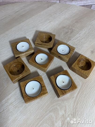 Деревянный подсвечик под чайную свечу