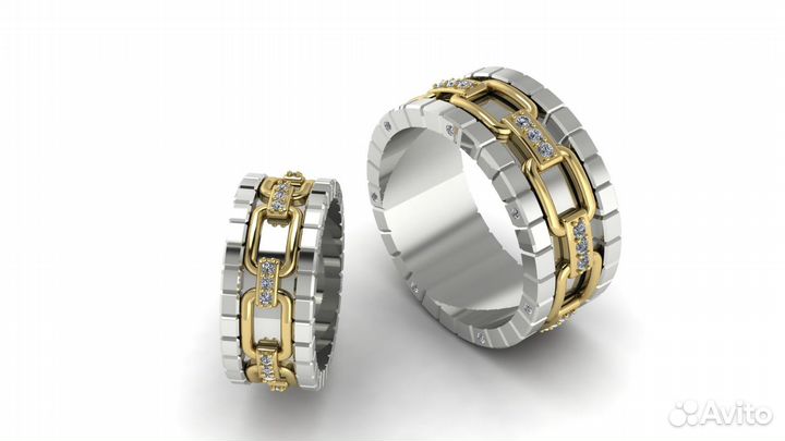 Золотые Обручальные кольца с бриллиантами