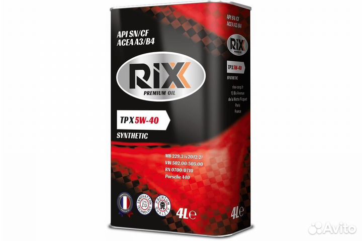 Масло синтетика Rixx TP X 5W-40 Франция