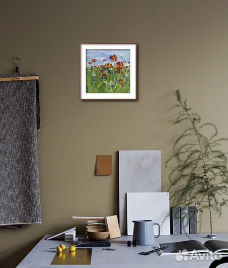 Картина маслом цветы полевые. Маки