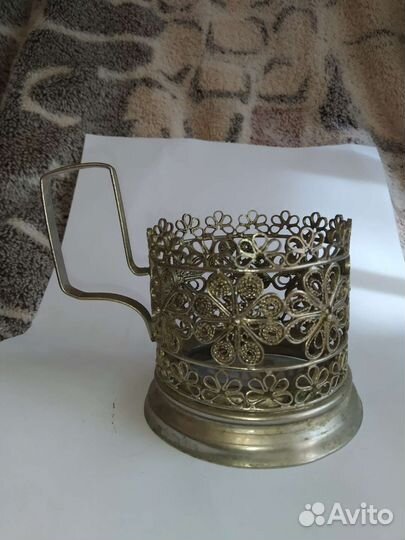 Подстаканник скань СССР мельхиор