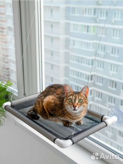 Подвесной гамак на окно для кошек