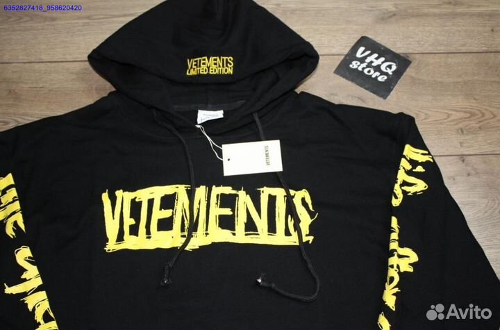 Худи vetements чёрное oversize (Арт.48609)