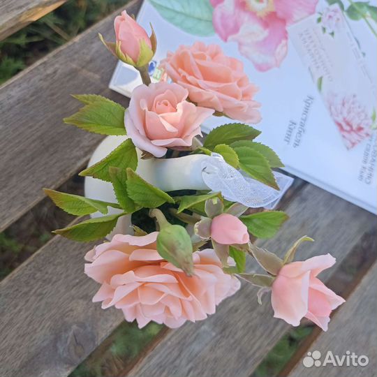 Букетик чайных роз холодный фарфор