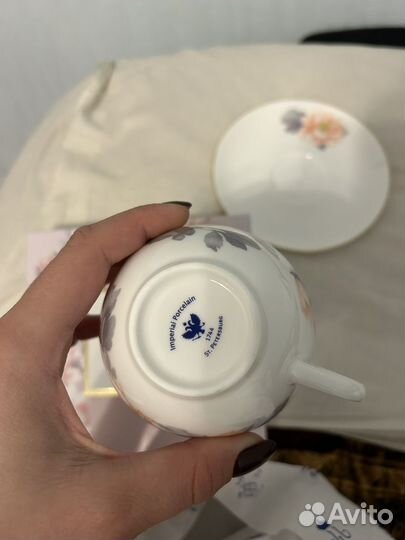 Чайная пара фарфор лфз новая в коробке