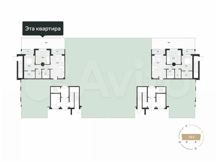 2-к. квартира, 75,4 м², 1/4 эт.