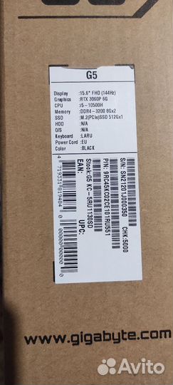Ноутбук Gigabyte G5